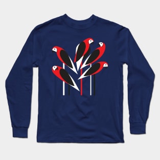 Bright parrots are sitting on the branches. Long Sleeve T-Shirt